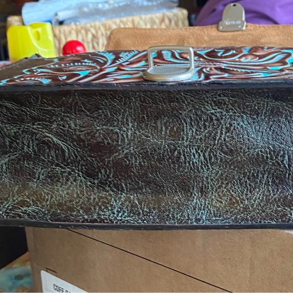 Patricia Nash Turquoise and Brown Embossed Leather Wallet Set - Picture 7 of 7